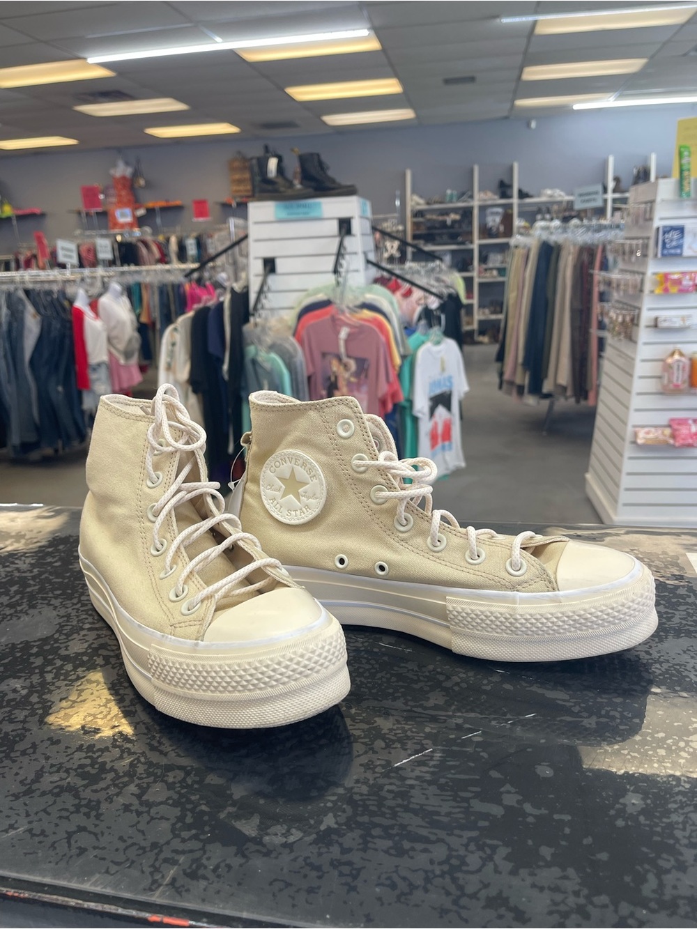Converse High Top Sneakers in Cream Canvas